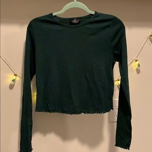 Topshop forest green long sleeve tee